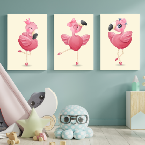 Picture of Set de Cuadros canvas | Flamingos