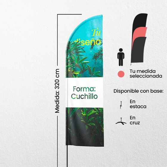 Foto de Bandera cuchillo 320cm base estaca