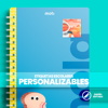 Esta divertida etiqueta escolar de 5x5 cm con diseño de astronauta es perfecta para identificar libros, cuadernos y útiles escolares.