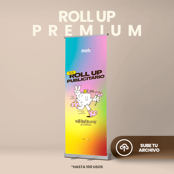 Roll up publicitario premium de 81x212 cm con impresión personalizada y estructura elegante