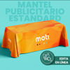 Mantel promocional con impresión personalizada en tela, ideal para eventos y exhibiciones
